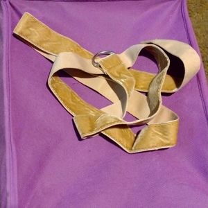 Beige ribbon belt with faux suede on outside size 22